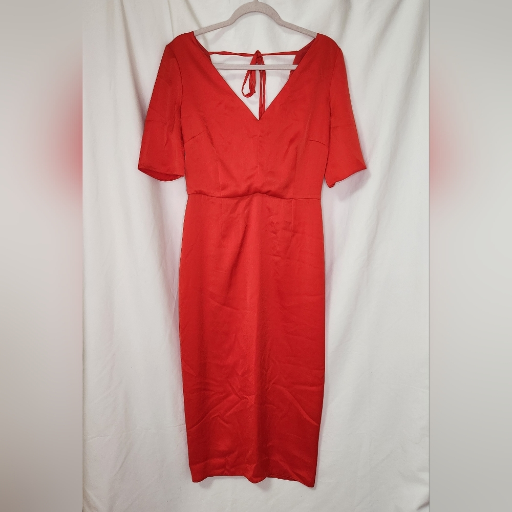 Asos Tall Red Silky Draped Dress size 10